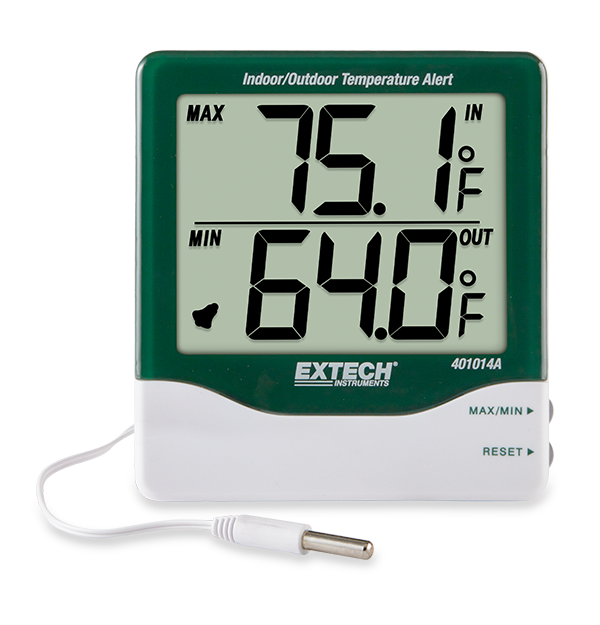 Extech 401014A: Alerta de temperatura interior/exterior con grandes dígitos